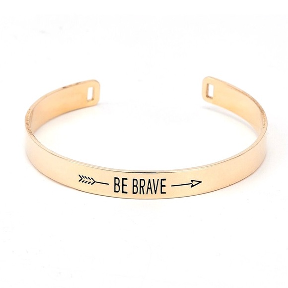 Gold Three Cuff Bracelet Bow Brave Love Set - Picture 3 of 6